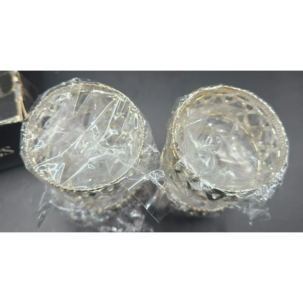 Vintage Set of 4 Silver-Plated Openwork Filigree / Lattice Napkin Rings in Box